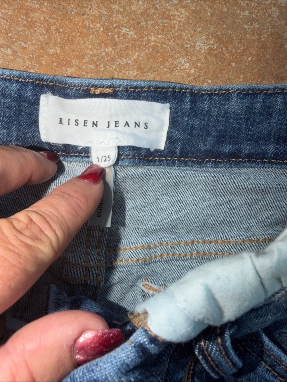 Risen Jeans Jane Mid-Rise Faux Fold Over Straight Leg Jeans 1/25 RDP5314 Denim * - Picture 4 of 6